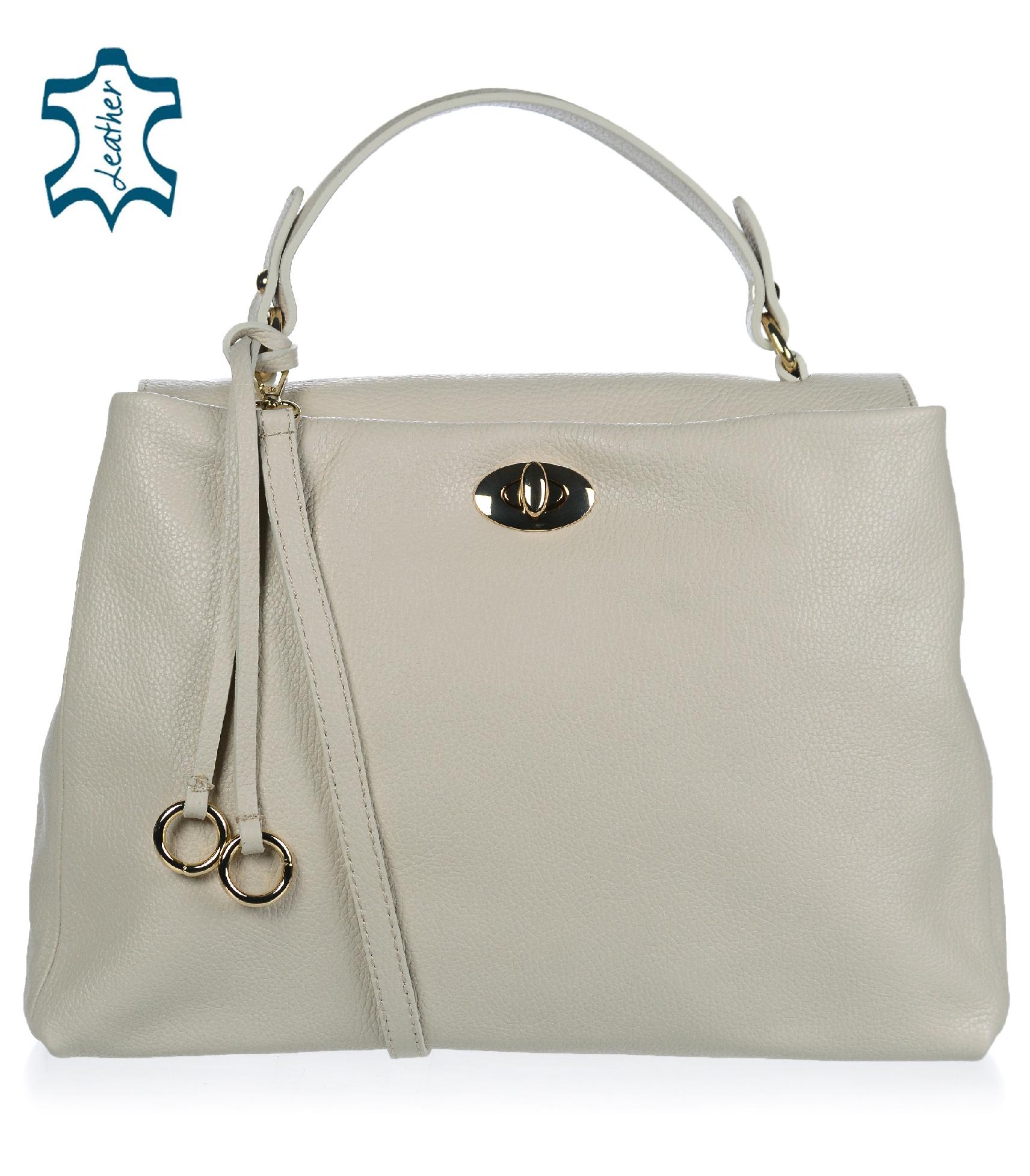 OLIVIA SHOES béžová kožená shopper kabelka SABÍNA 