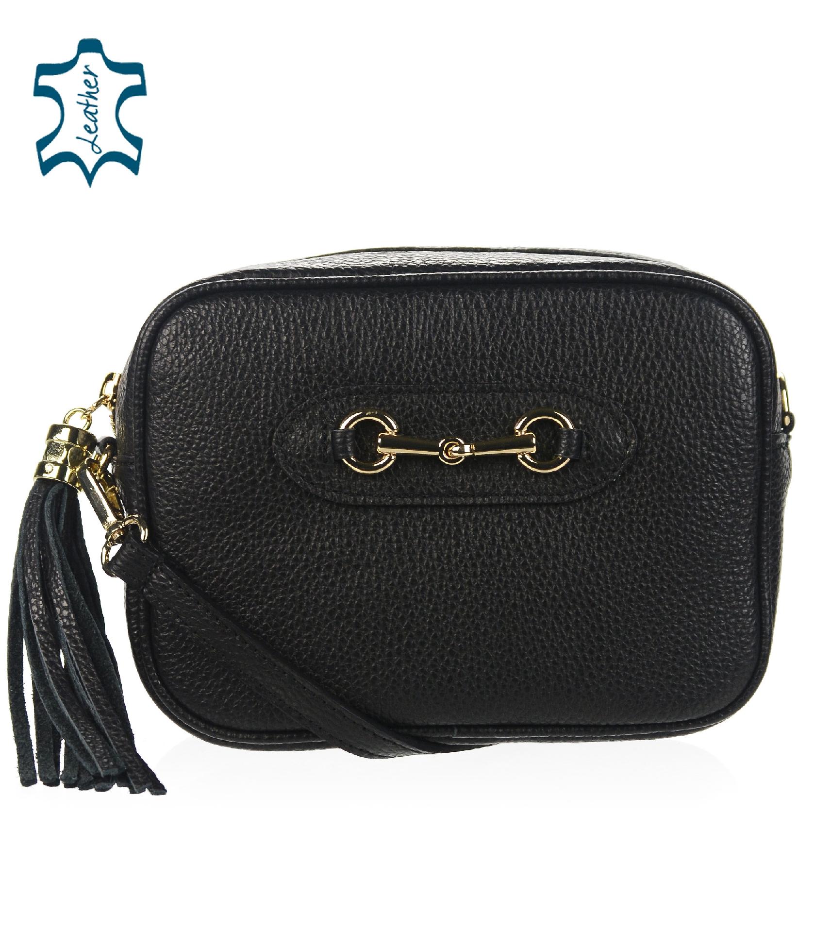 OLIVIA SHOES malá čierna kožená crossbody kabelka Alena, čie