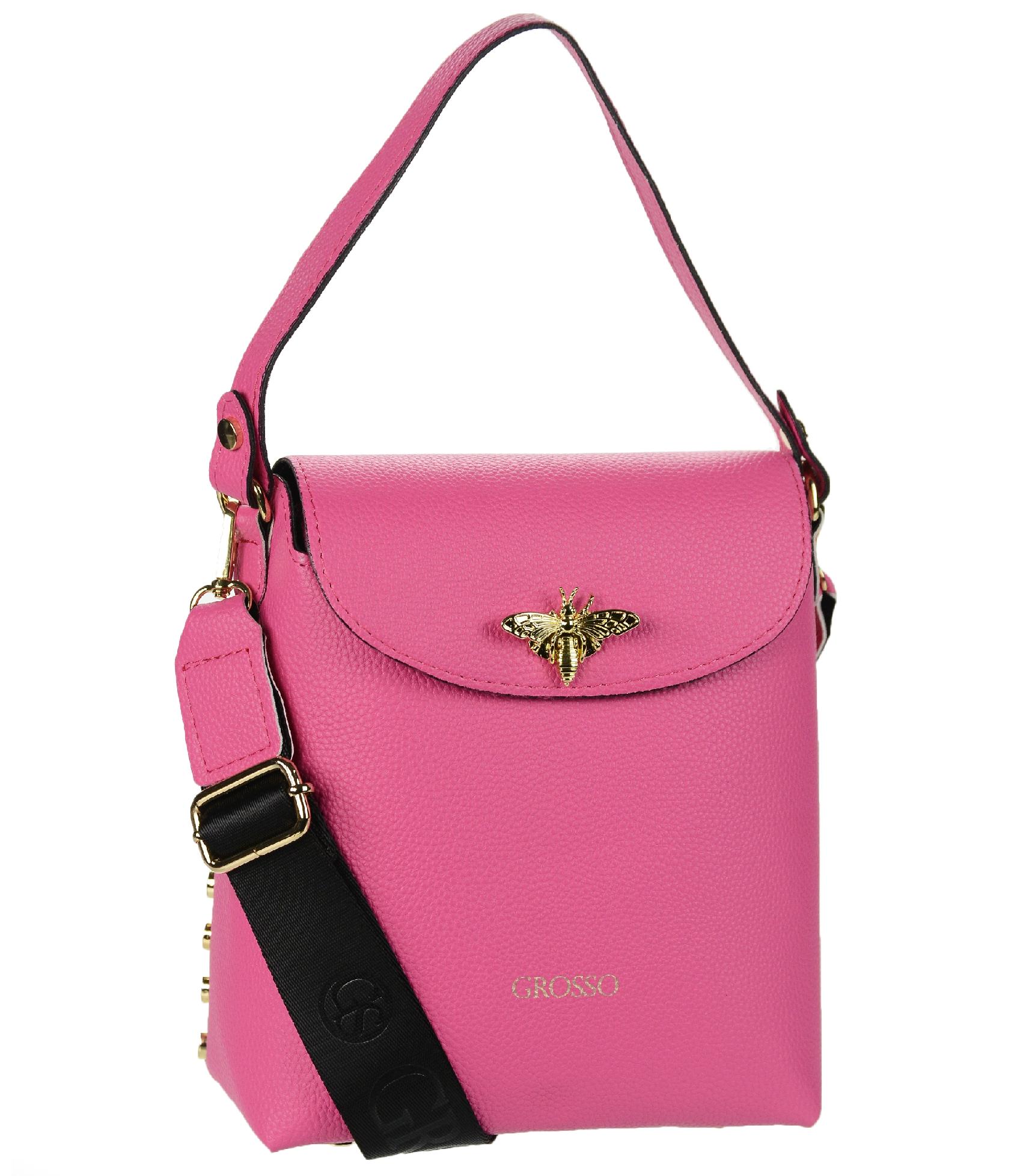 GROSSO štýlová ružová kabelka so zlatými doplnkami VERA pink