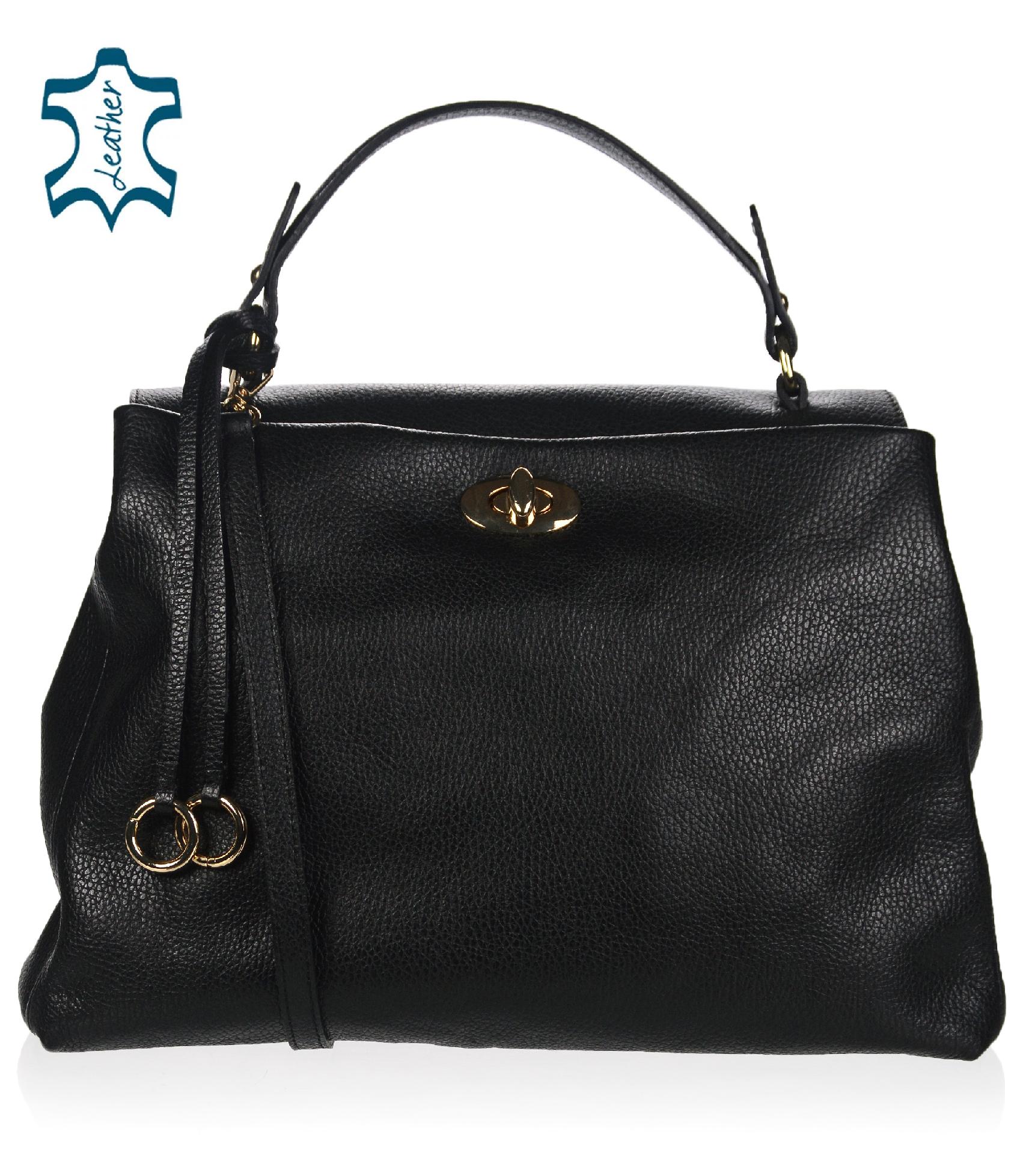OLIVIA SHOES čierna kožená shopper kabelka SABÍNA 