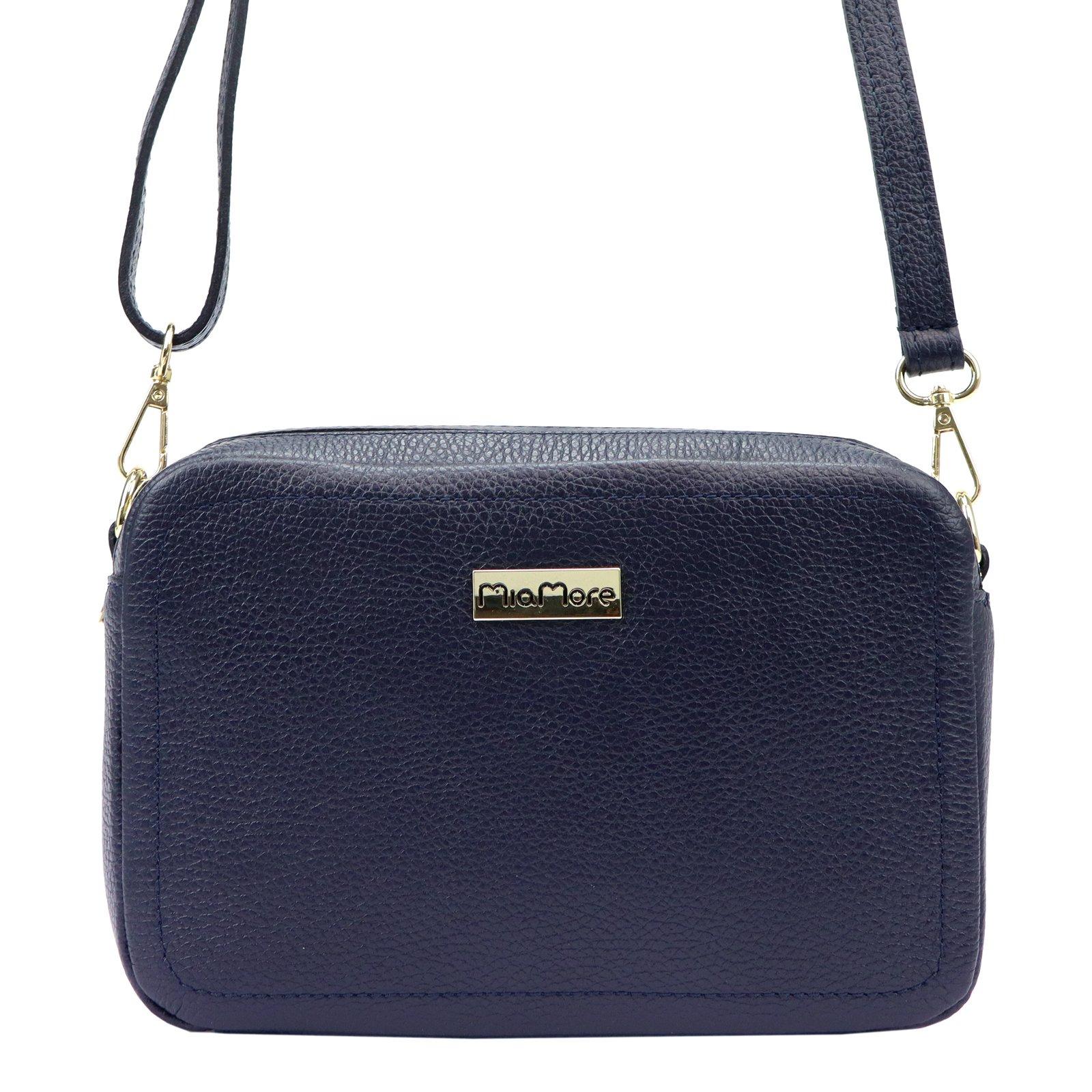 MIAMORE modrá kožená crossbody kabelka DOLLARO