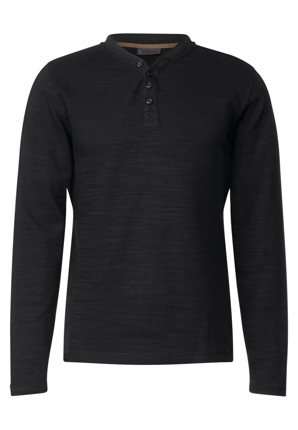 Street One MEN Henley tričko s dlhým rukávom, čie