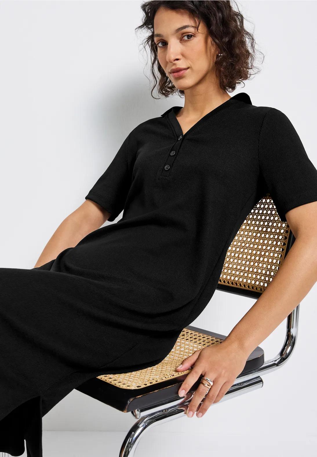 Street One polo šaty s rebrovanou textúrou, čie