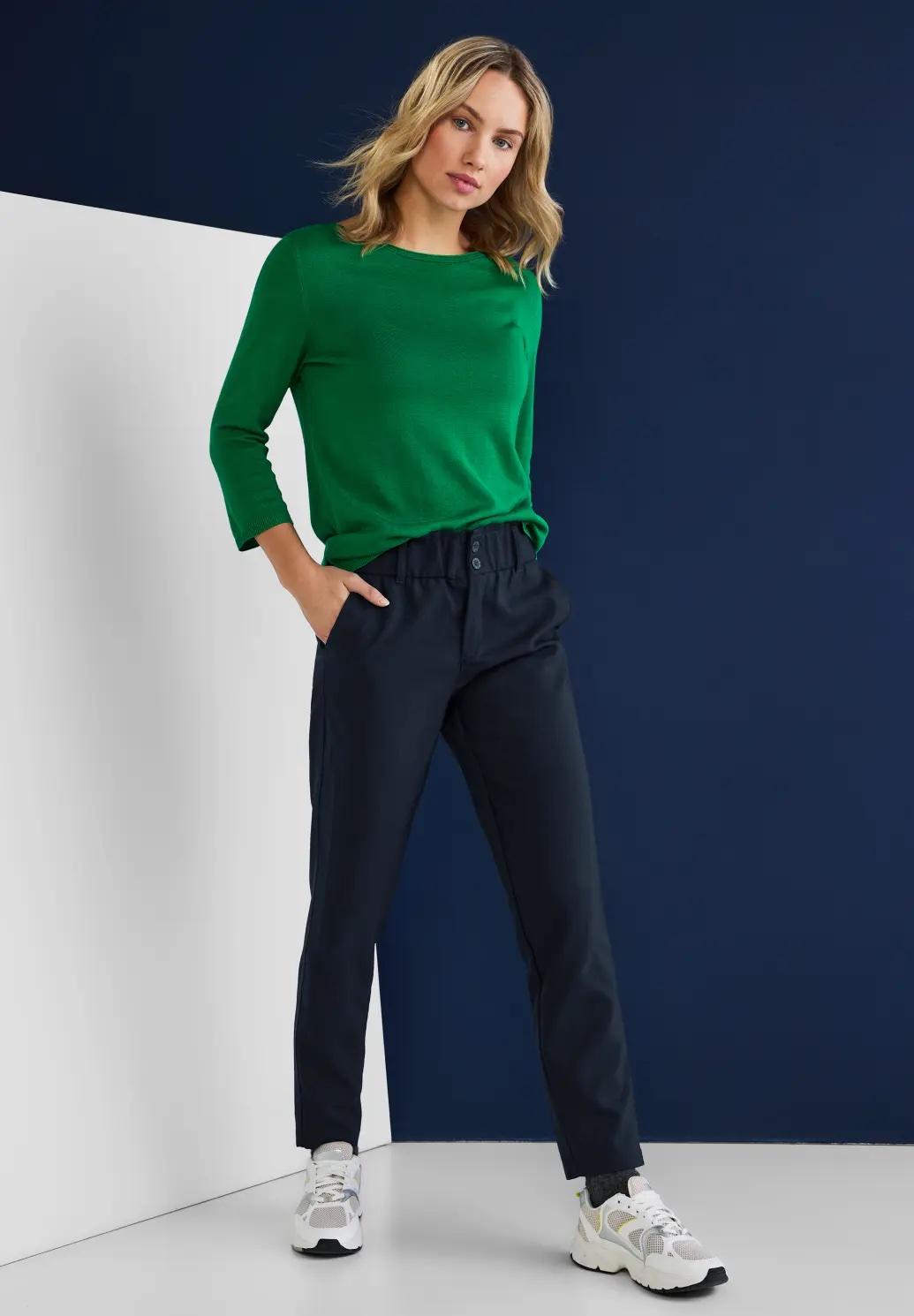 Street One nohavice z twill-u voľného strihu, mod