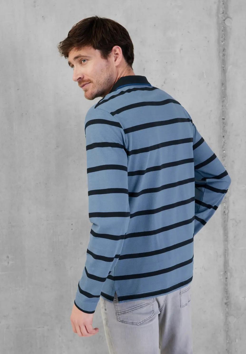 Street One MEN pruhované polo tričko s dlhým rukávom, mod