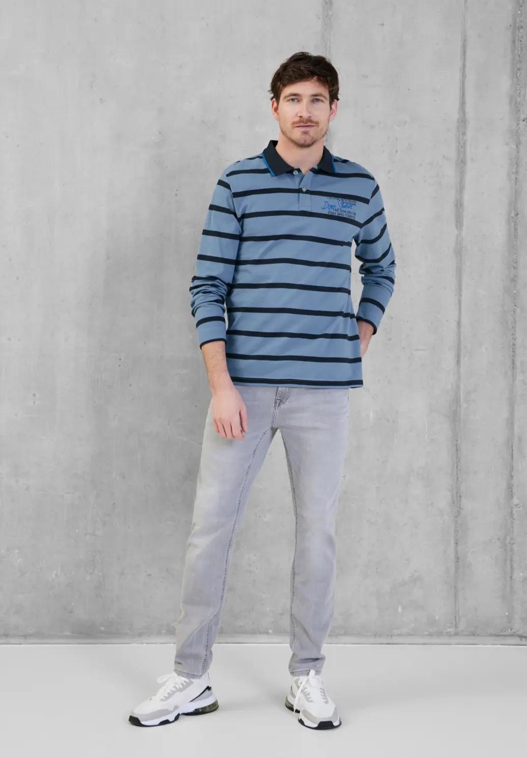 Street One MEN pruhované polo tričko s dlhým rukávom, mod