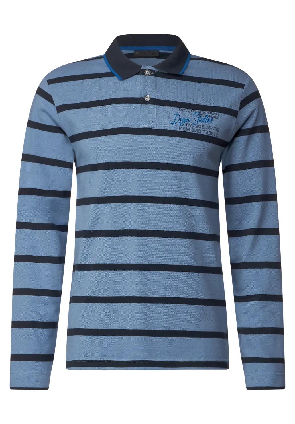 Street One MEN pruhované polo tričko s dlhým rukávom, mod