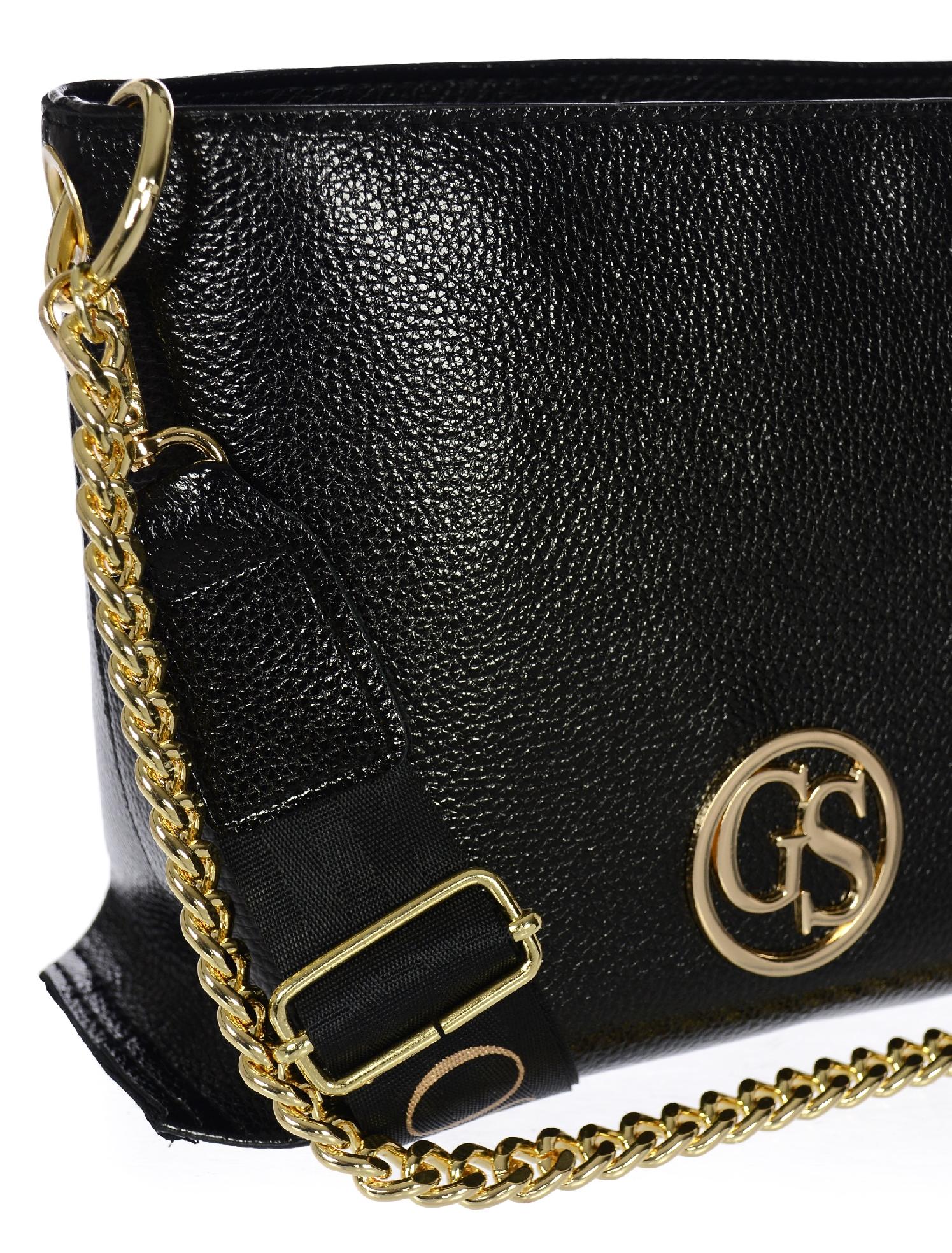 GROSSO čierna crossbody kabelka so zlatou retiazkou a remienkom KAREN