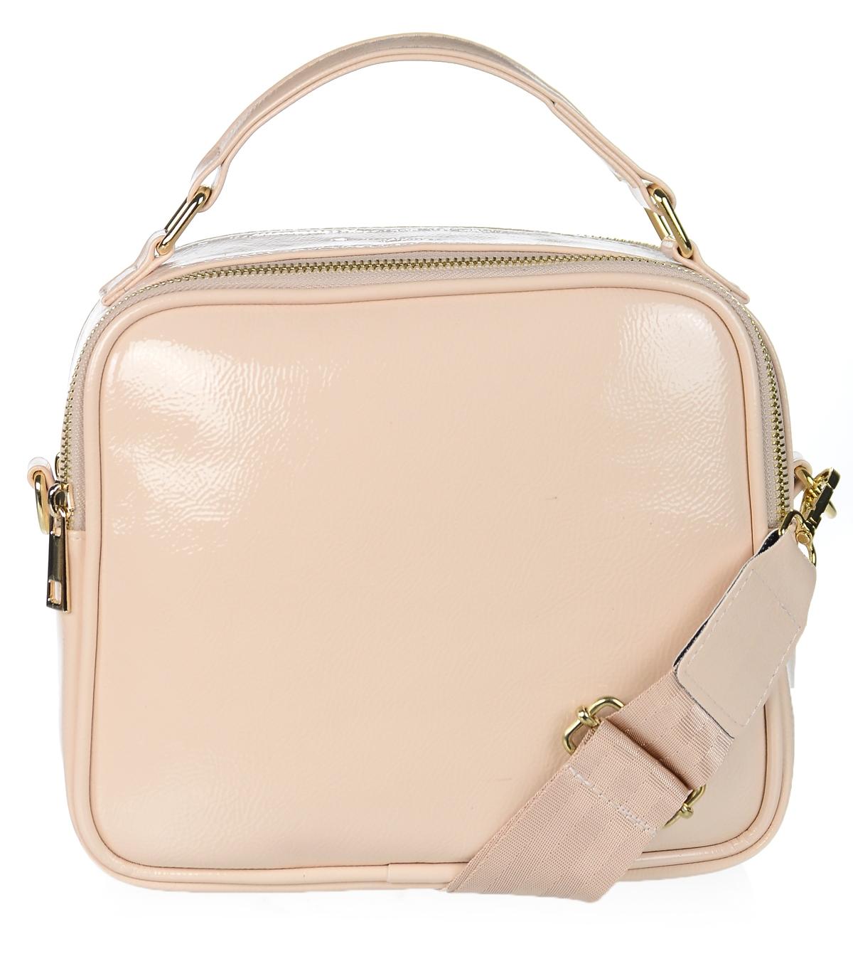 GROSSO béžová hranatá crossbody kabelka so zlatými aplikáciami NOCOL