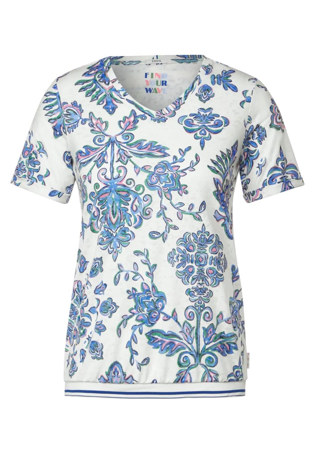 CECIL tričko s viacfarebným ornamentom, van