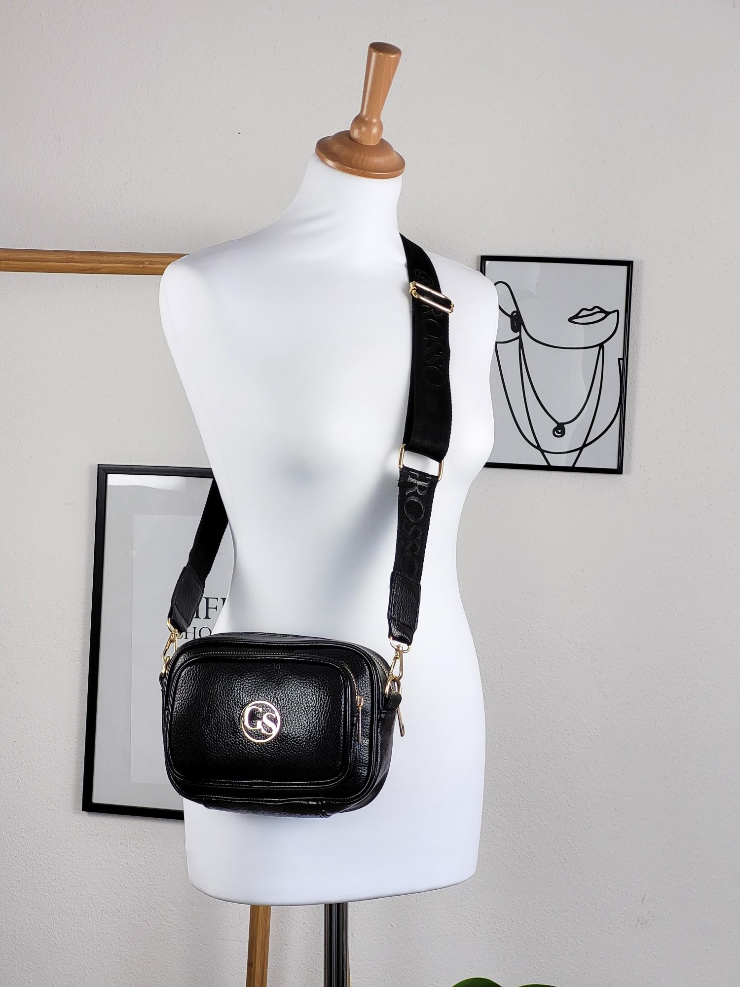 GROSSO malá čierna crossbody kabelka so zlatými zipsami Gréta