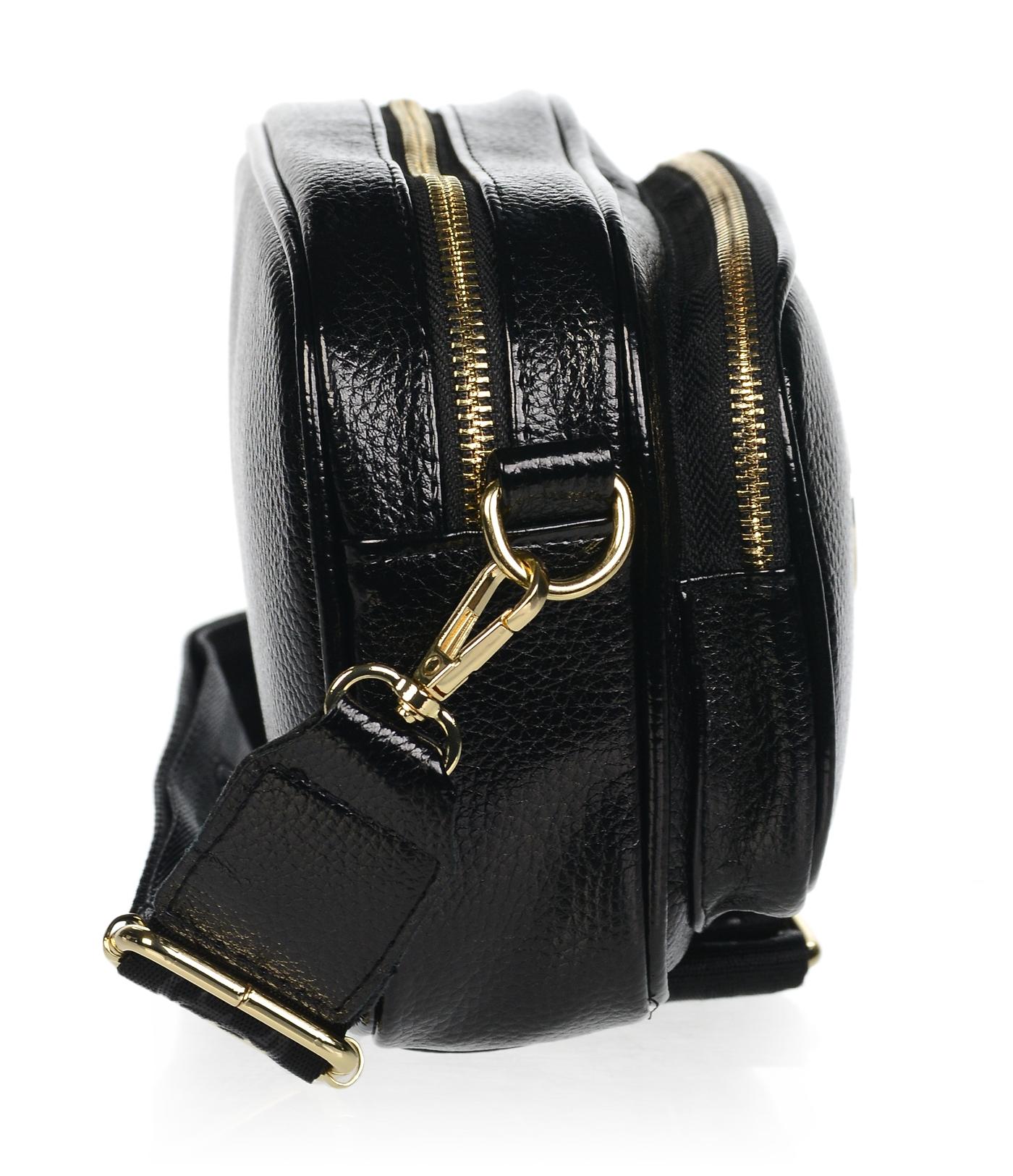 GROSSO malá čierna crossbody kabelka so zlatými zipsami Gréta