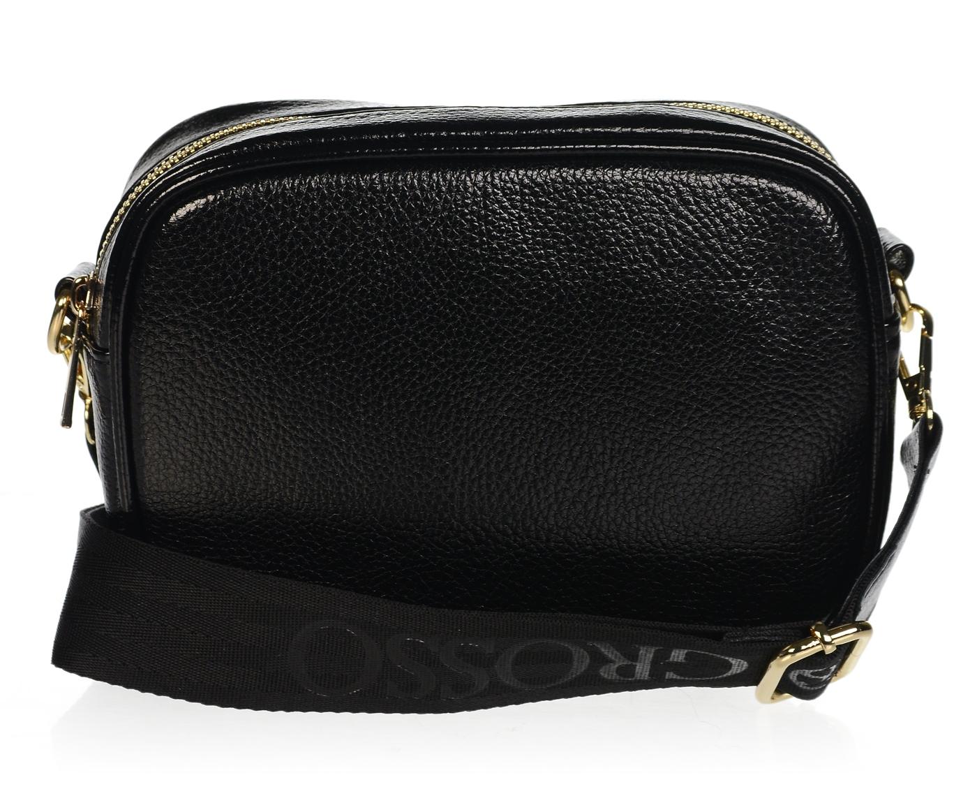 GROSSO malá čierna crossbody kabelka so zlatými zipsami Gréta