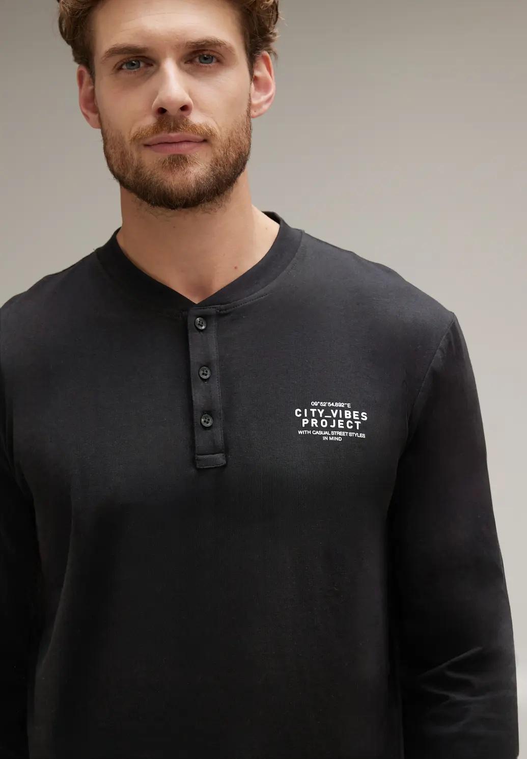 Street One MEN Henley tričko s potlačou na hrudi, čie