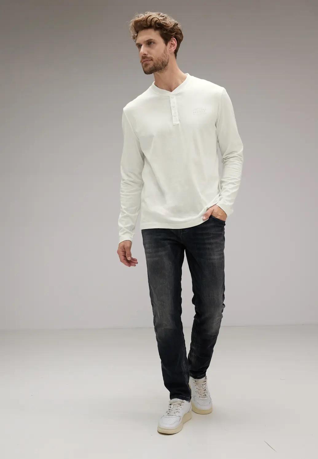 Street One MEN Henley tričko s potlačou na hrudi, bie