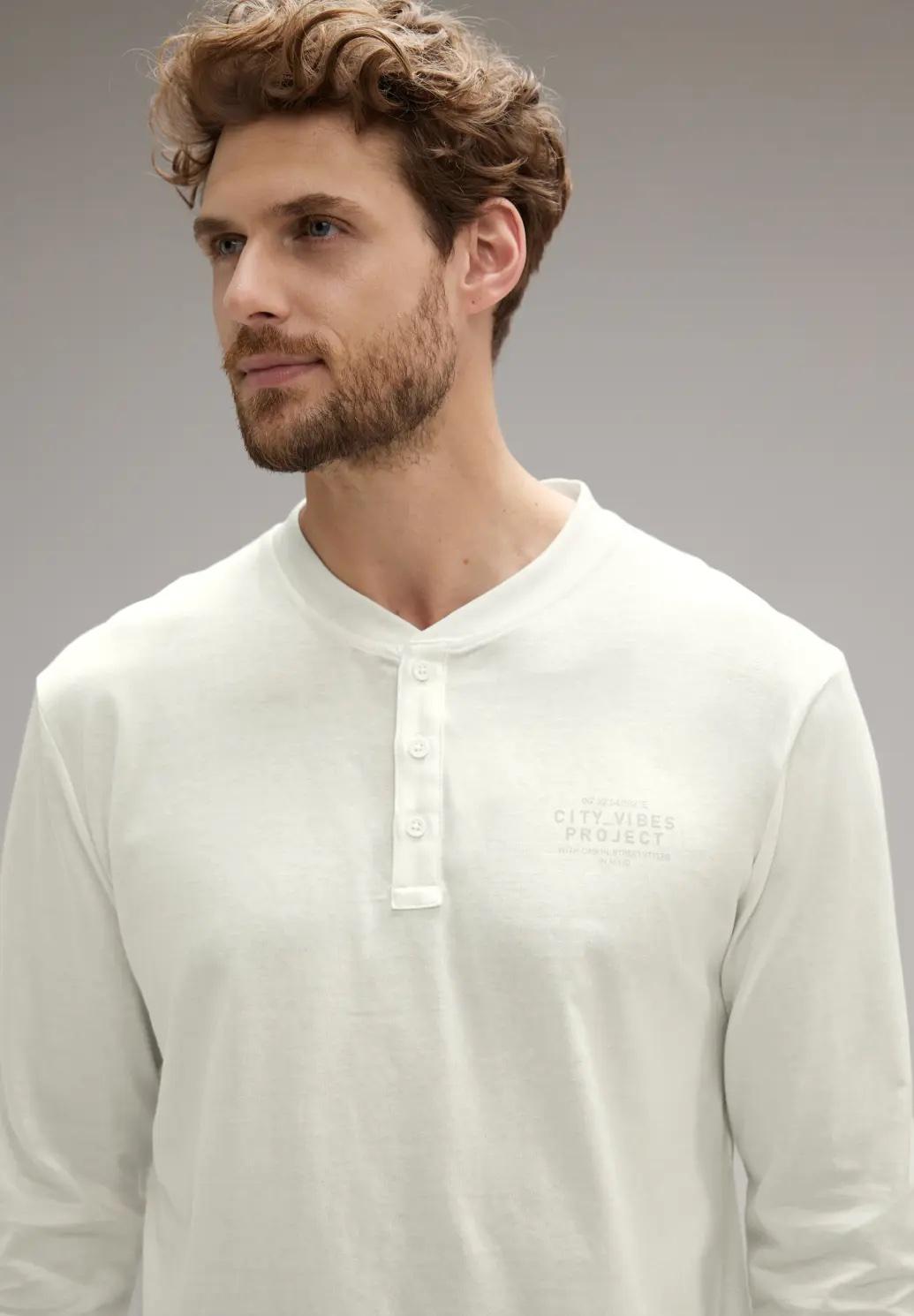 Street One MEN Henley tričko s potlačou na hrudi, bie