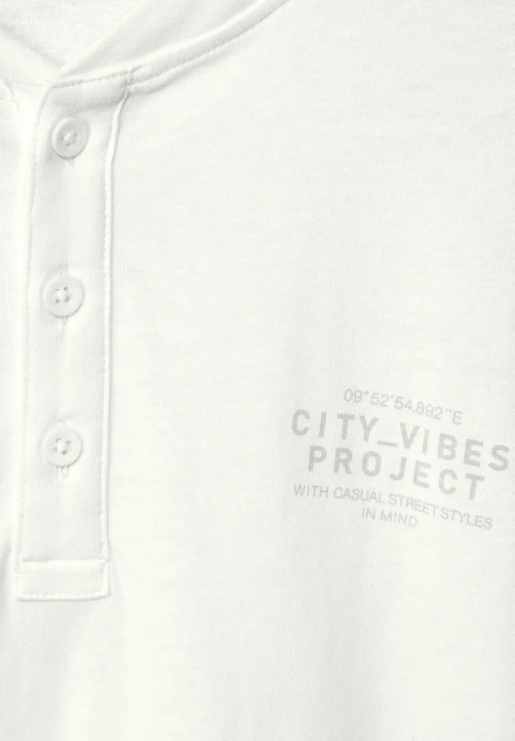 Street One MEN Henley tričko s potlačou na hrudi, bie