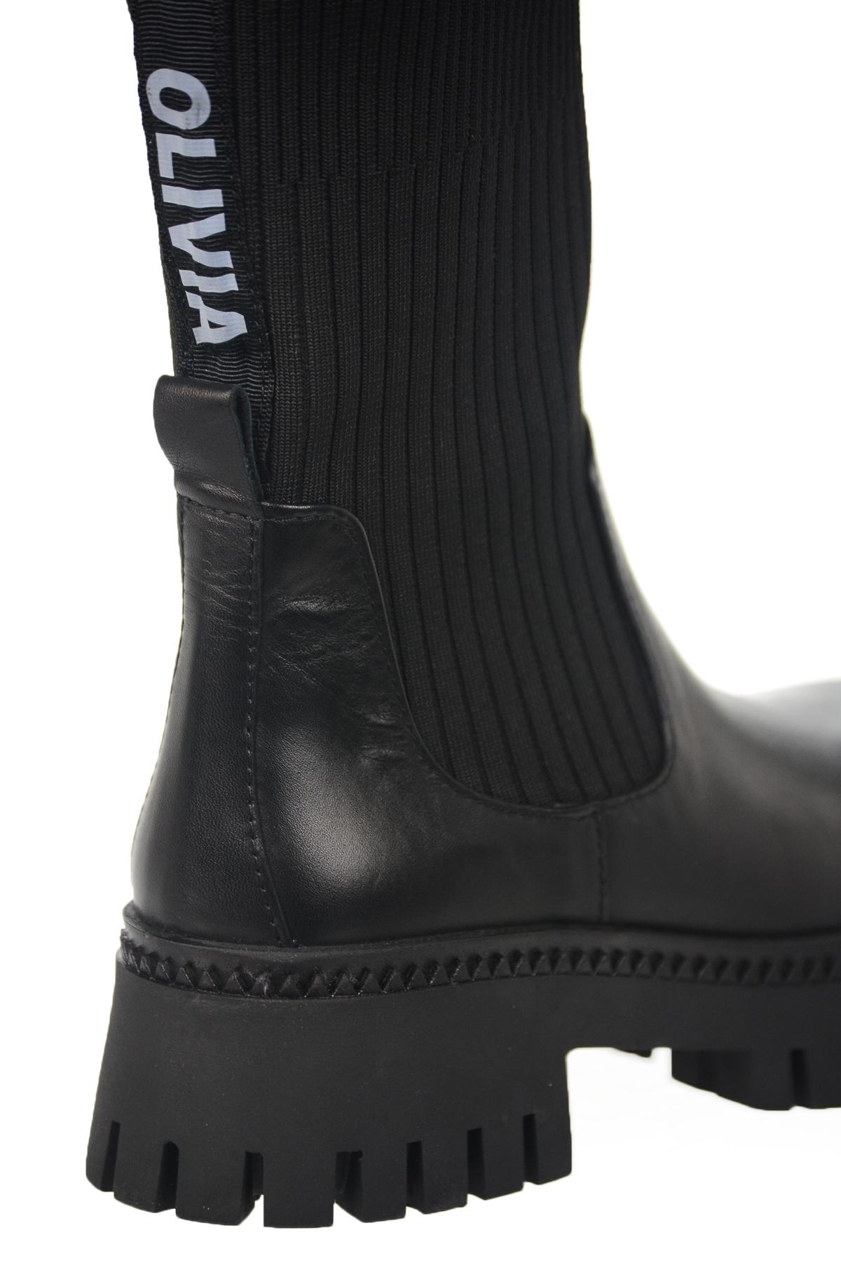 OLIVIA SHOES čierne štýlové workery s nápisom Olivia