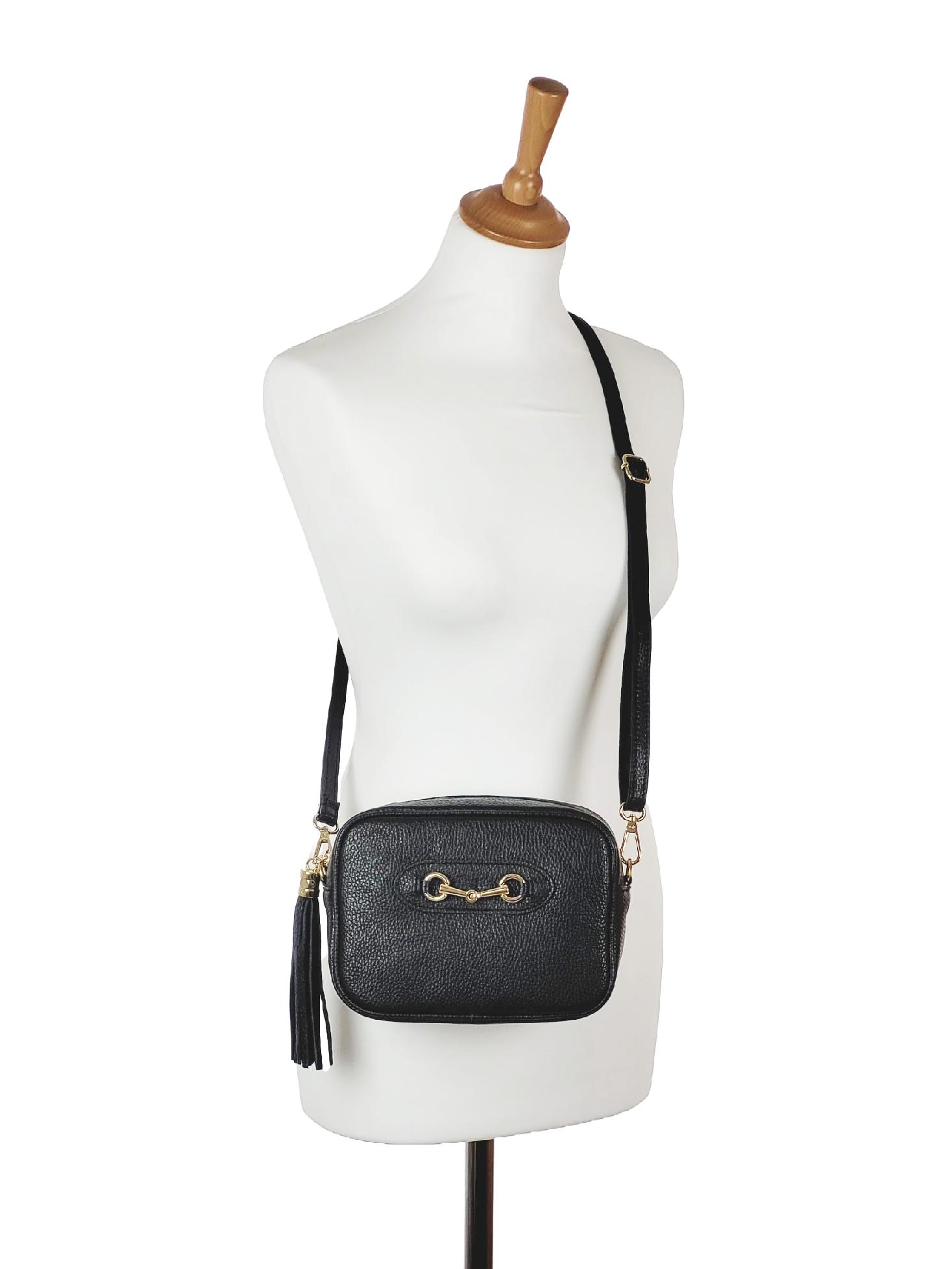 OLIVIA SHOES malá čierna kožená crossbody kabelka Alena, čie