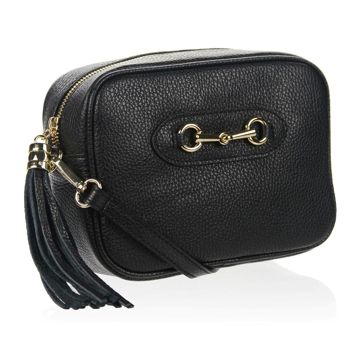 OLIVIA SHOES malá čierna kožená crossbody kabelka Alena, čie