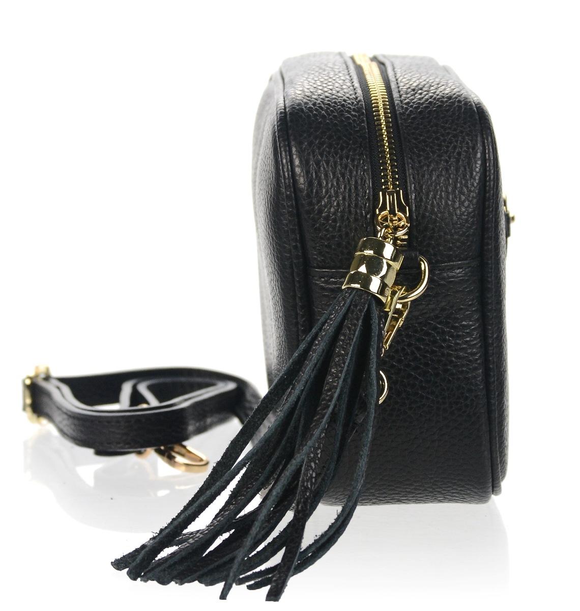 OLIVIA SHOES malá čierna kožená crossbody kabelka Alena, čie