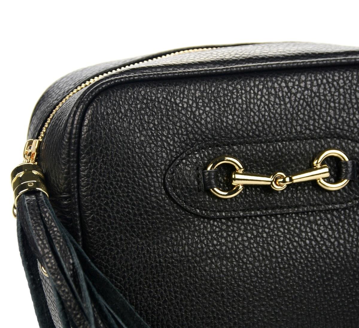 OLIVIA SHOES malá čierna kožená crossbody kabelka Alena, čie