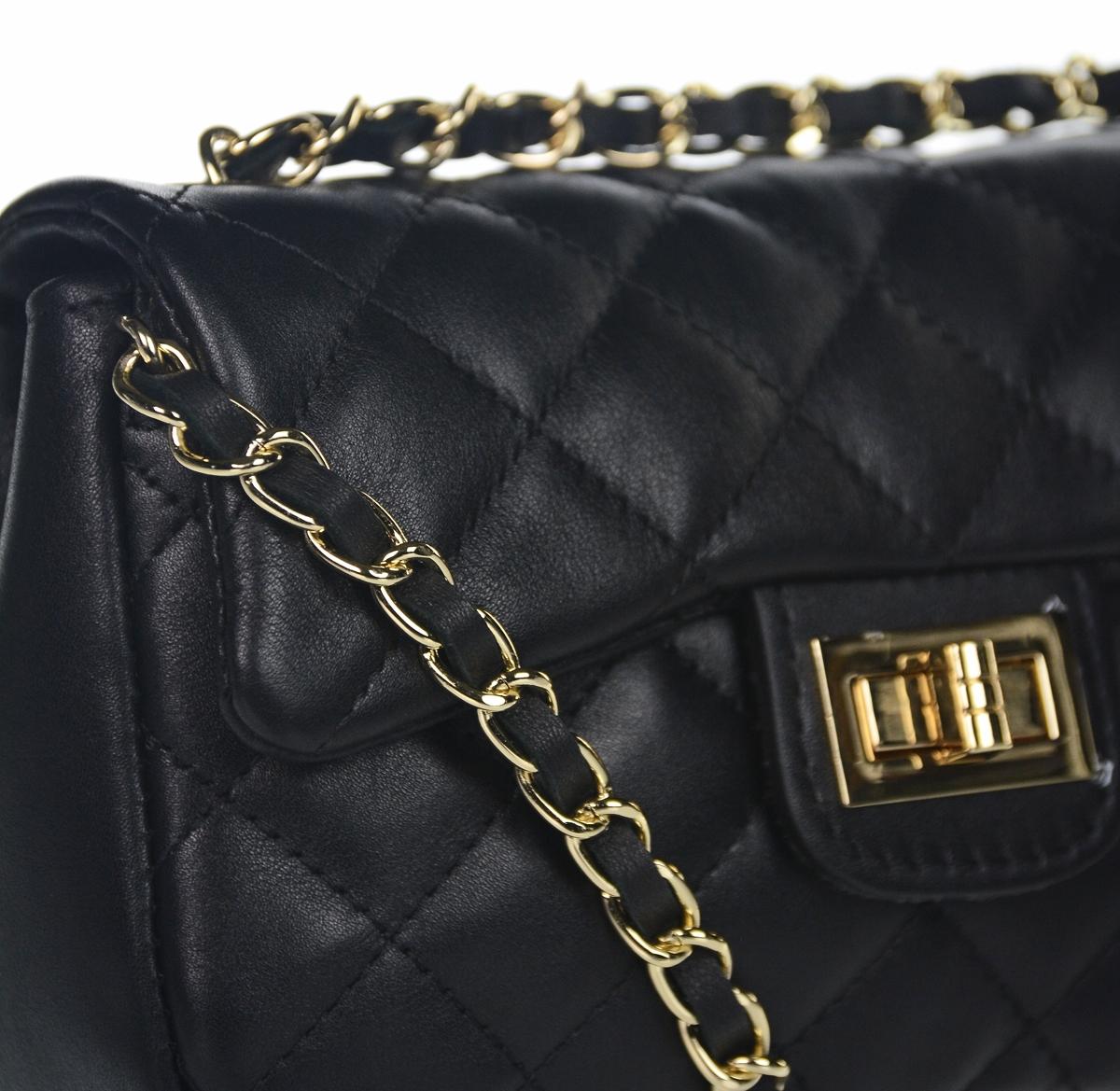OLIVIA SHOES malá elegantná čierna kožená kabelka Noemi
