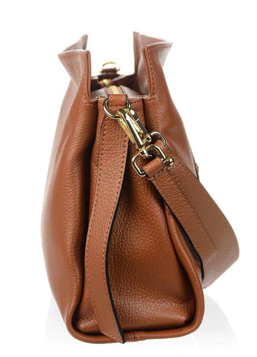 OLIVIA SHOES hnedá kožená kabelka s ozdobou Milly