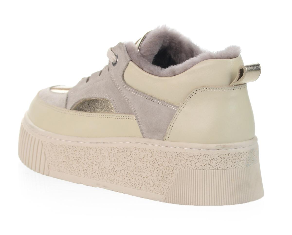 OLIVIA SHOES béžovo-zlaté elegentné zateplené tenisky