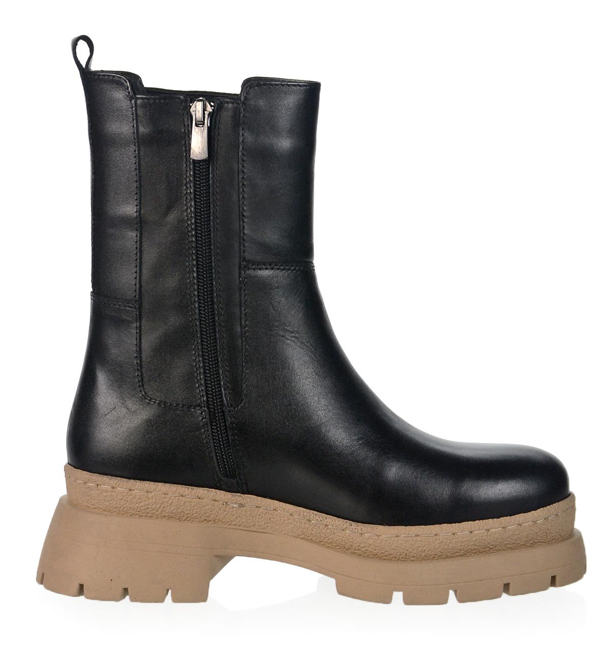 OLIVIA SHOES čierne zimné čižmy s béžovou podrážkou