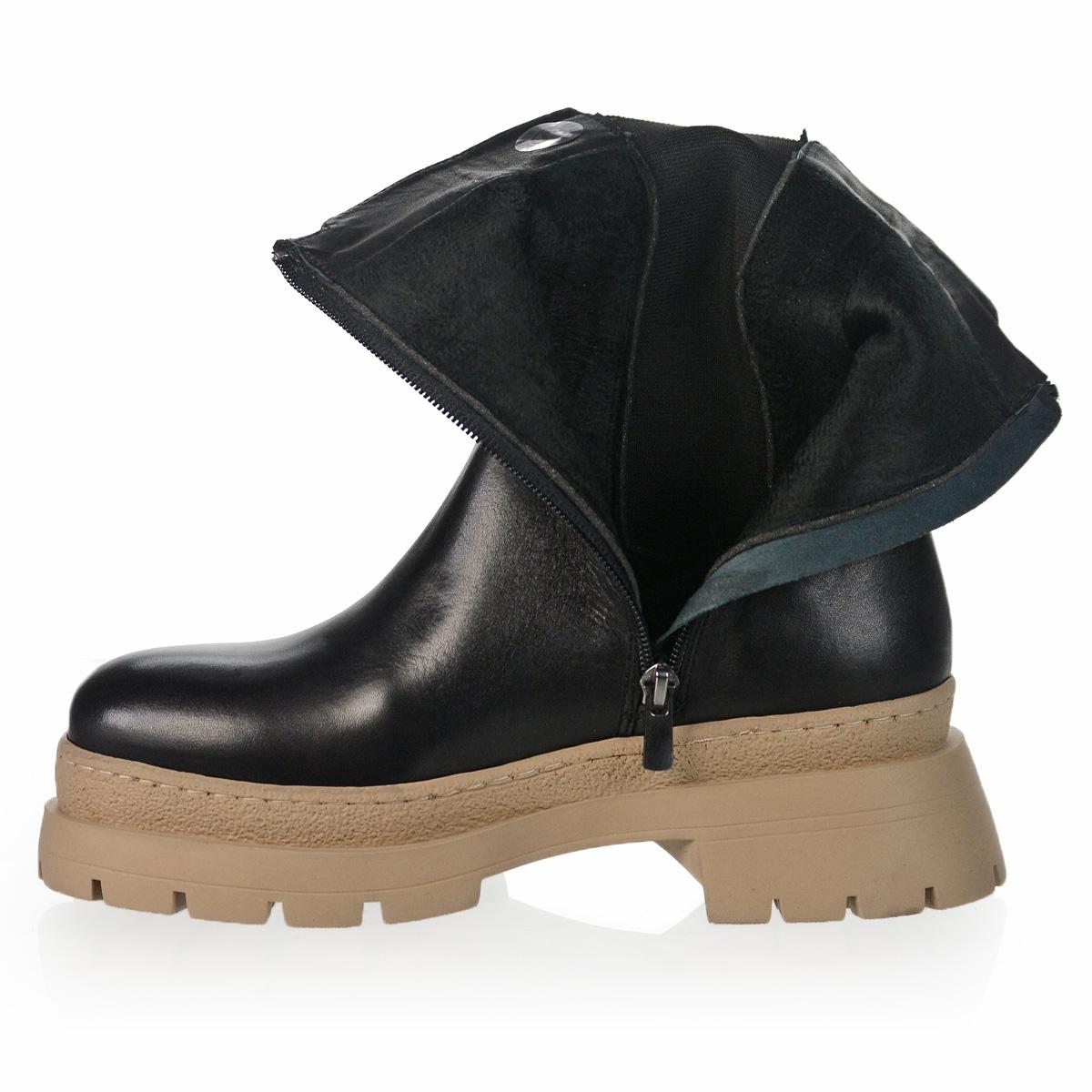 OLIVIA SHOES čierne zimné čižmy s béžovou podrážkou