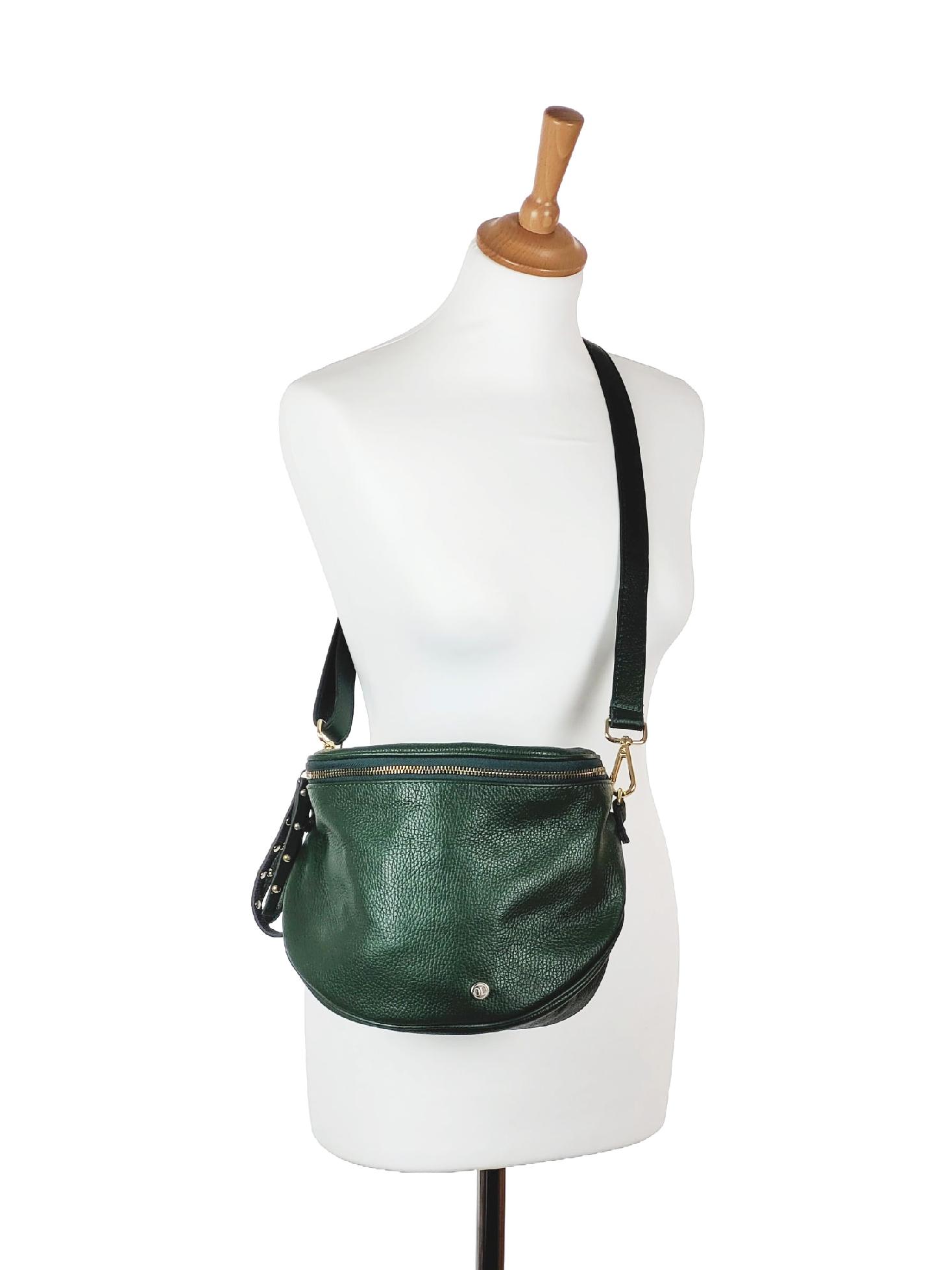 OLIVIA SHOES kožená crossbody kabelka MIRANDA, zel