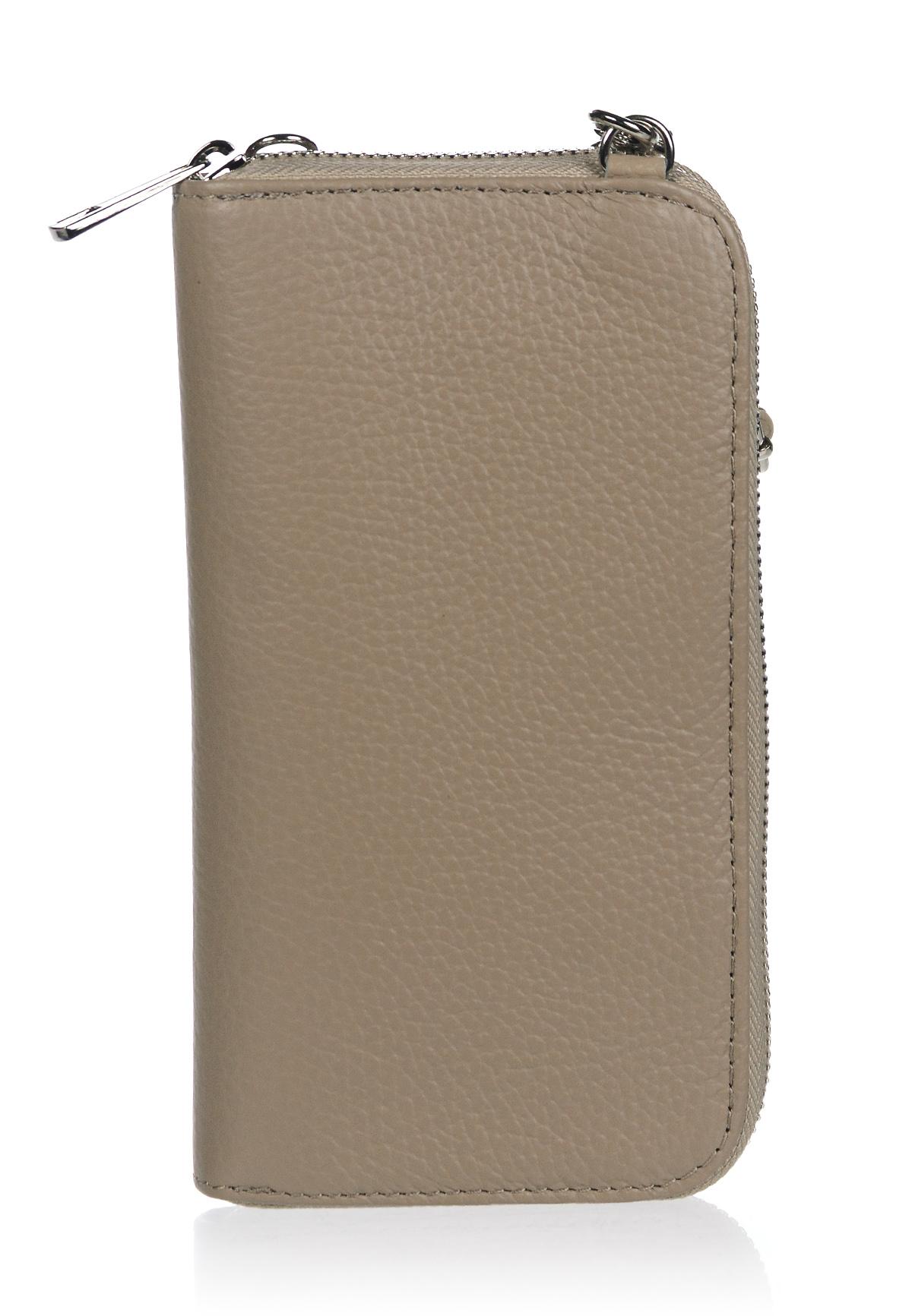OLIVIA SHOES praktická béžová kožená crossbody peňaženka s vreckom MICHAELA