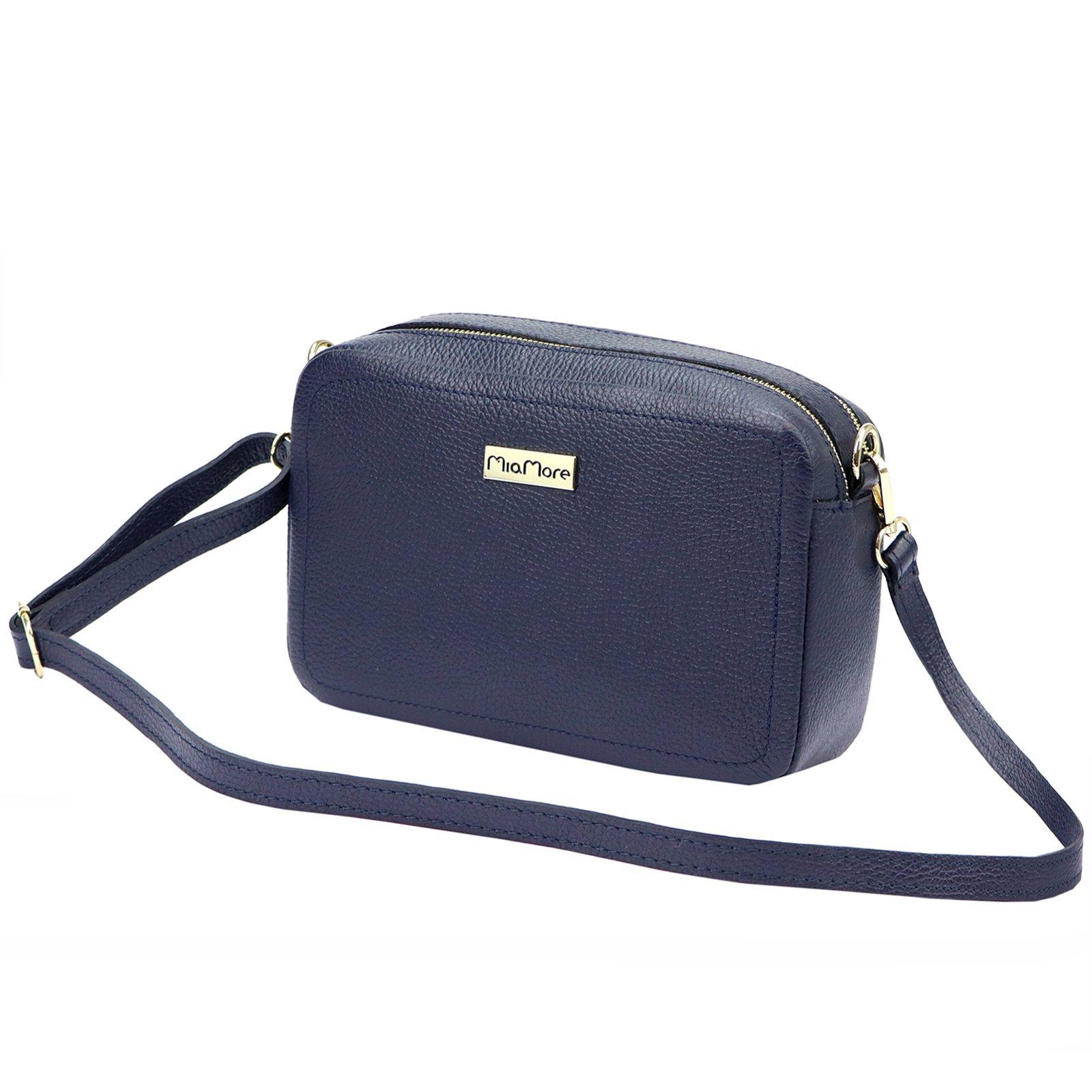 MIAMORE modrá kožená crossbody kabelka DOLLARO