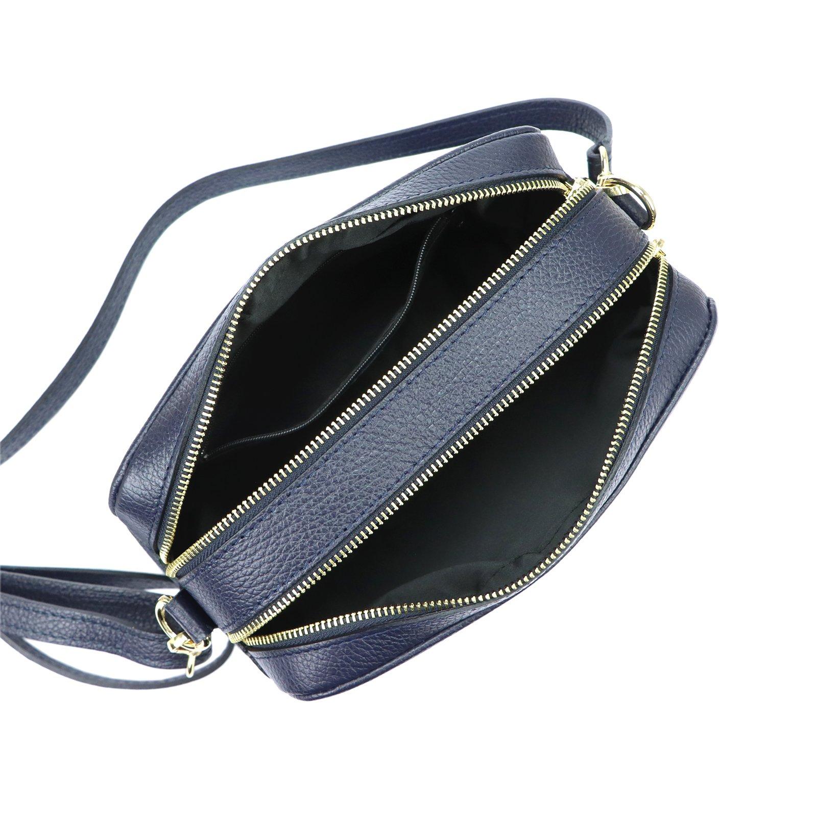 MIAMORE modrá kožená crossbody kabelka DOLLARO