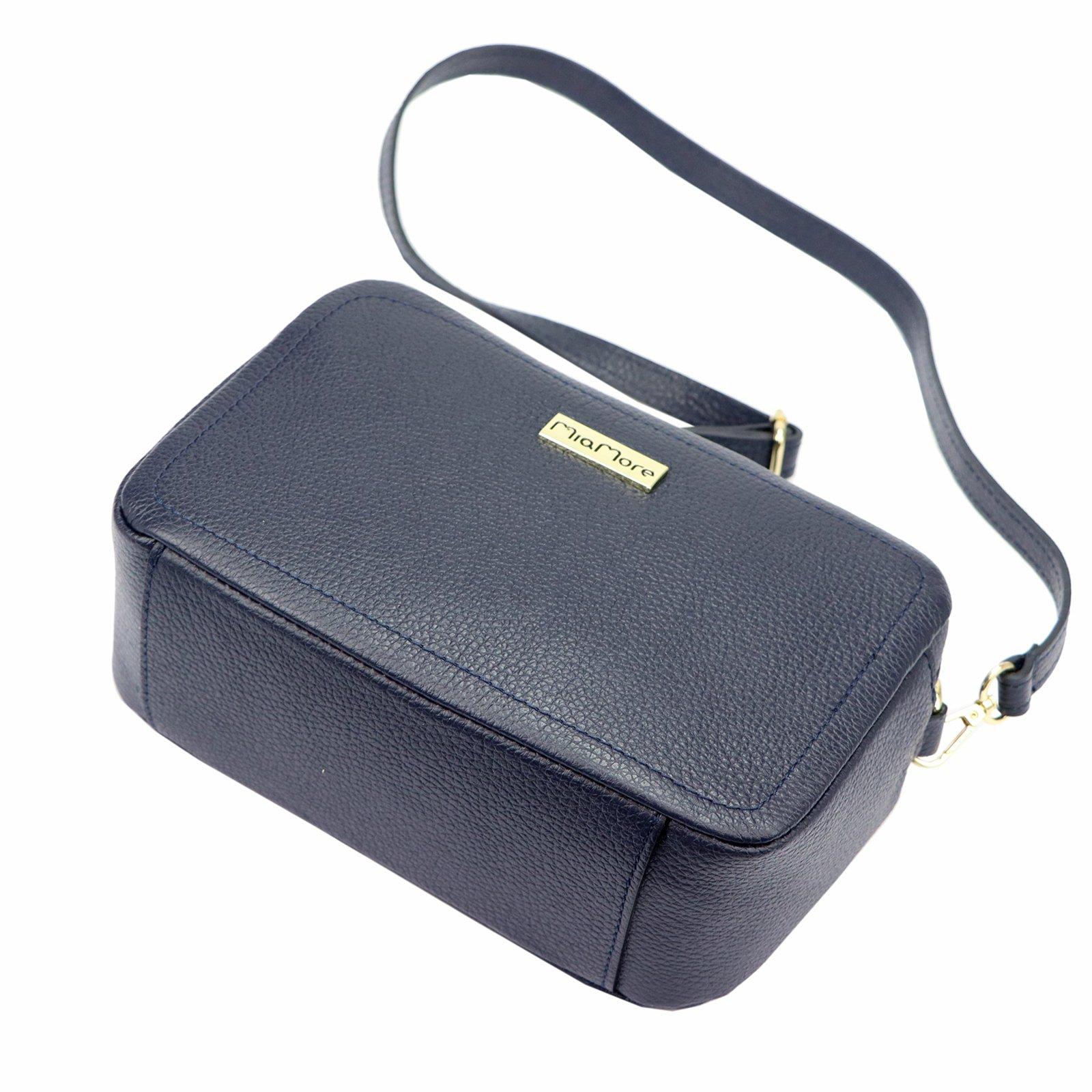 MIAMORE modrá kožená crossbody kabelka DOLLARO