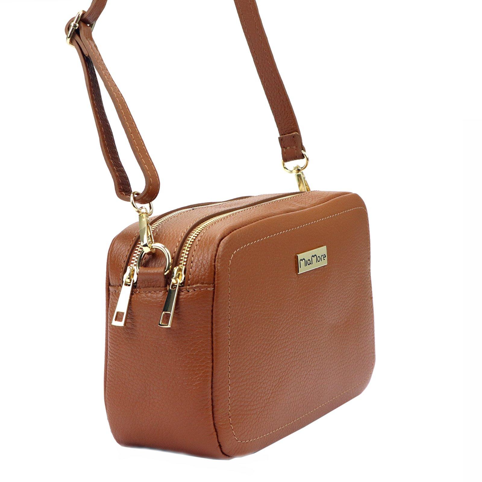 MIAMORE koňaková kožená crossbody kabelka DOLLARO