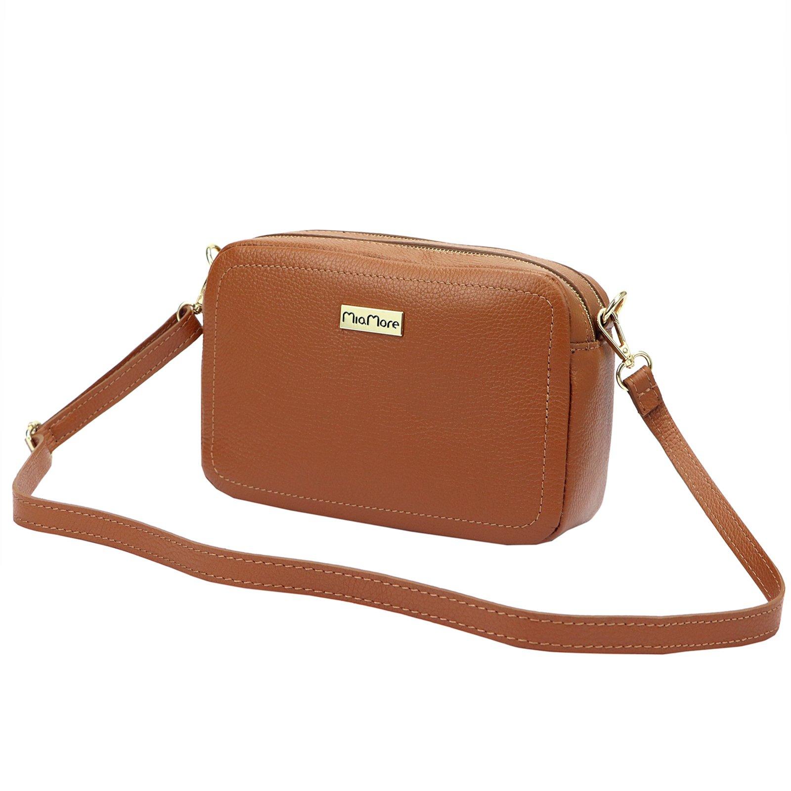 MIAMORE koňaková kožená crossbody kabelka DOLLARO