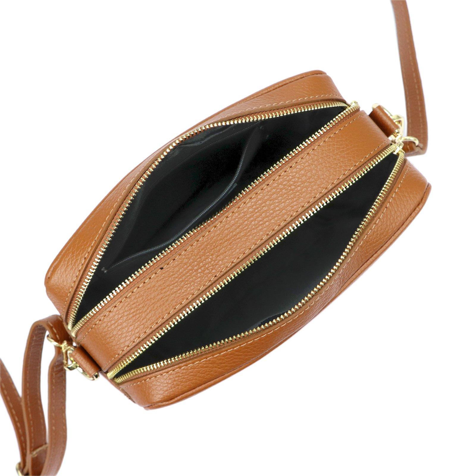 MIAMORE koňaková kožená crossbody kabelka DOLLARO