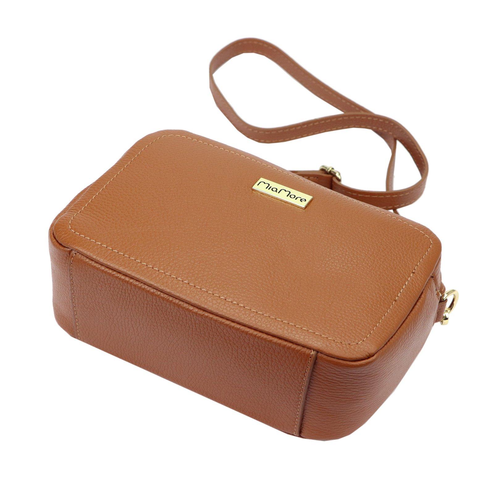 MIAMORE koňaková kožená crossbody kabelka DOLLARO