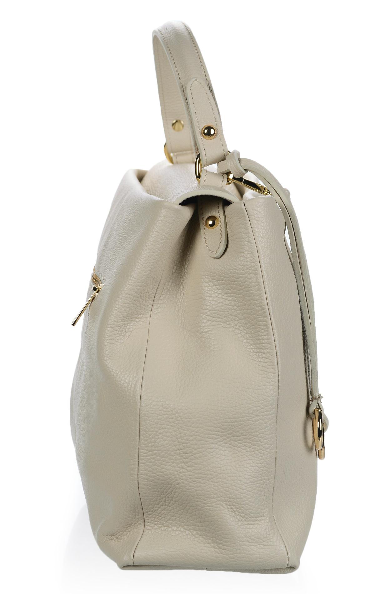 OLIVIA SHOES béžová kožená shopper kabelka SABÍNA 