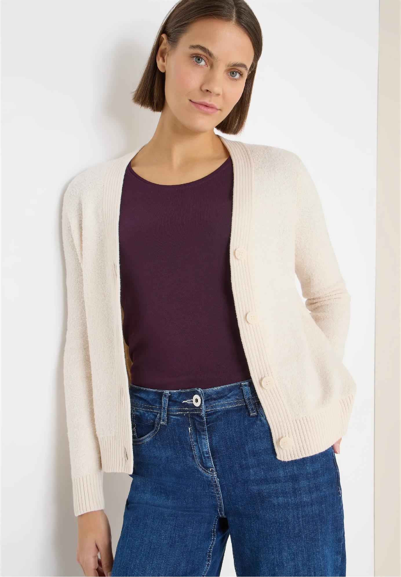 CECIL mäkký bouclé kardigan, bež