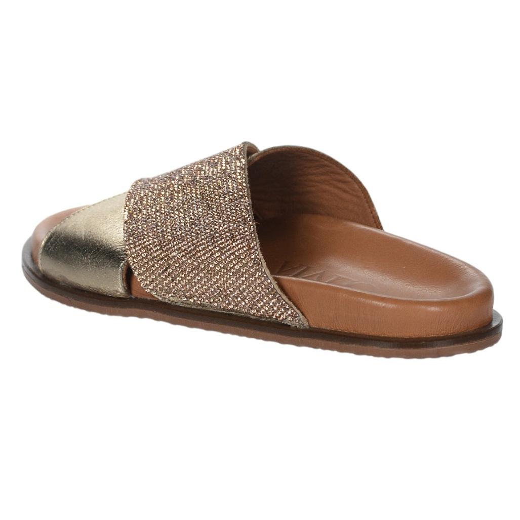 OLIVIA SHOES zlaté šľapky s kamienkami 