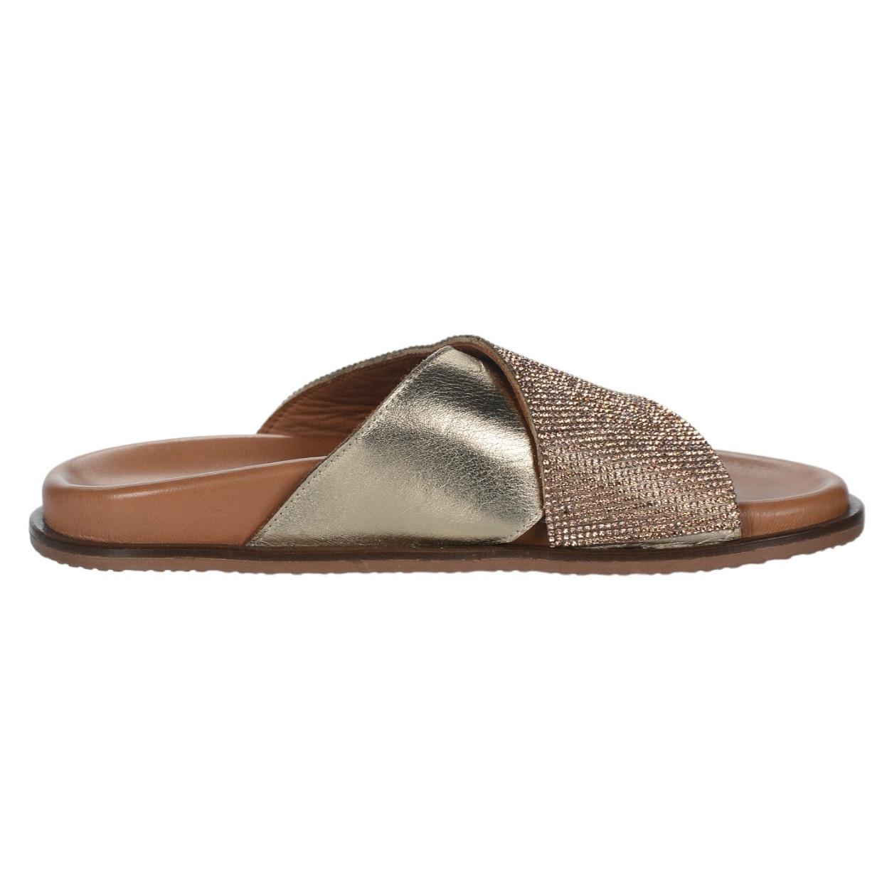 OLIVIA SHOES zlaté šľapky s kamienkami 