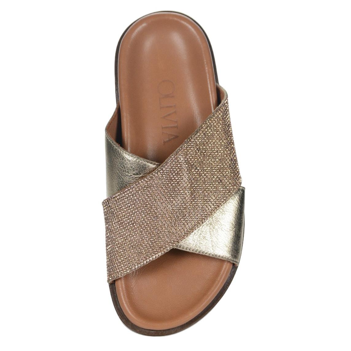 OLIVIA SHOES zlaté šľapky s kamienkami 
