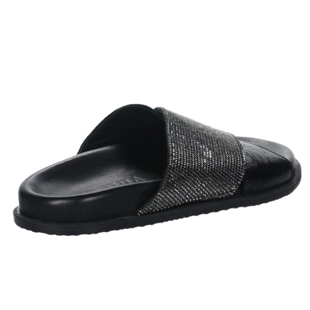 OLIVIA SHOES čierne šľapky s kamienkami