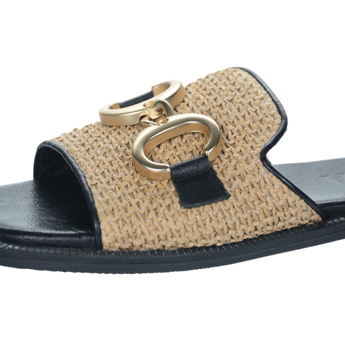 OLIVIA SHOES letné čierne moderné šľapky s ozdobou