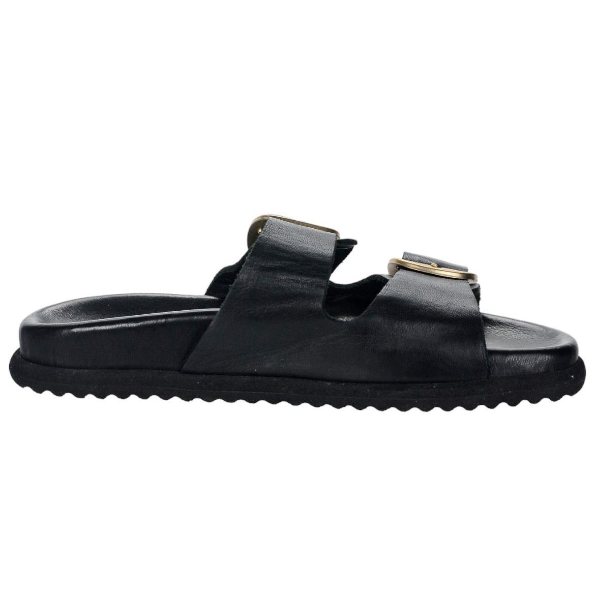 OLIVIA SHOES čierne moderné šľapky na suchý zips