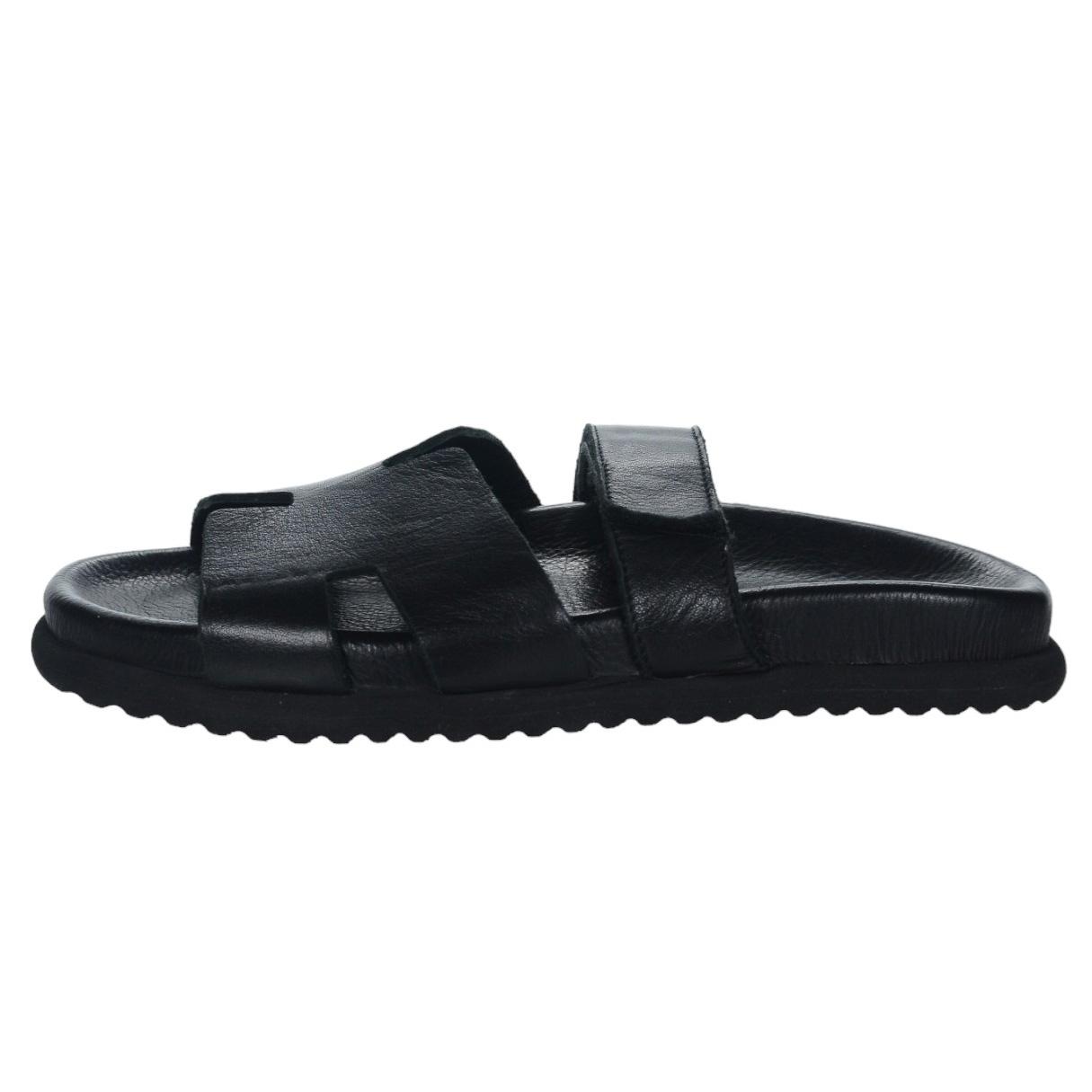 OLIVIA SHOES čierne moderné šľapky na suchý zips