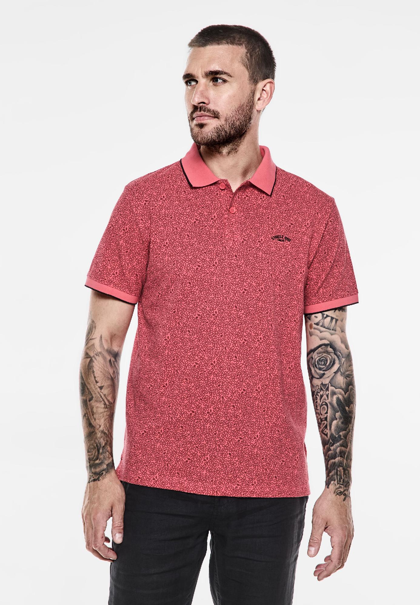 Street One MEN piqué polokošeľa s potlačou
